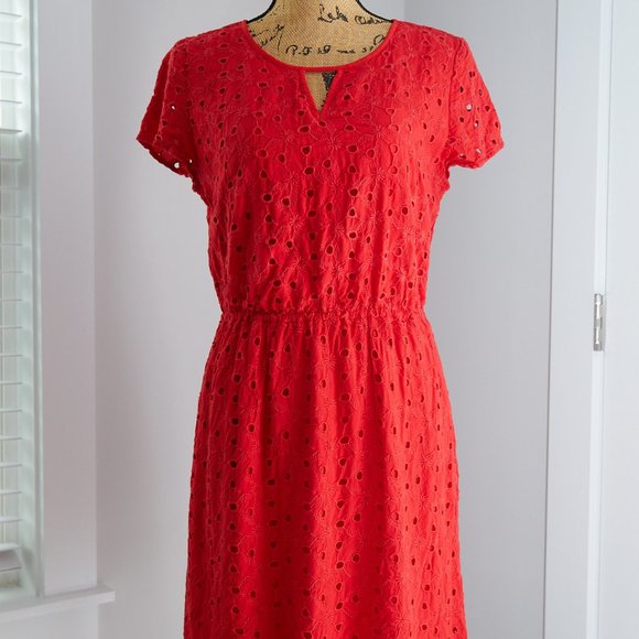 Market & Spruce Alexandrine Eyelet Dress Size Small Red - Picture 1 of 5